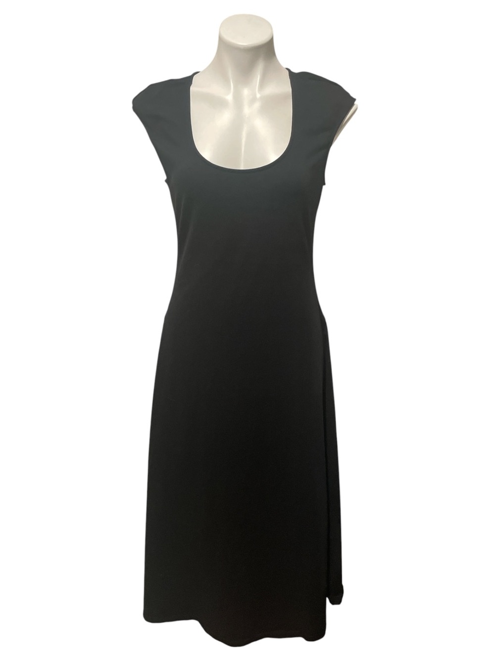 Old Navy Hourglass Knit Midi Dress Cap Sleeve Black Stretch Minimalist